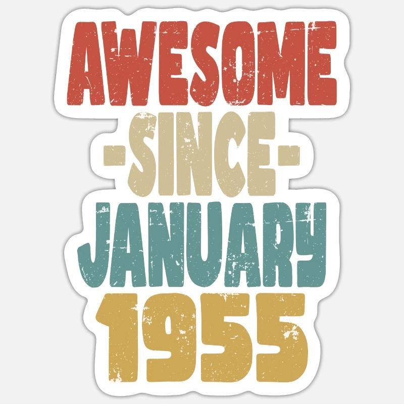 Awesome January 1955 - Sticker size S (10 x 10 cm) - white matte