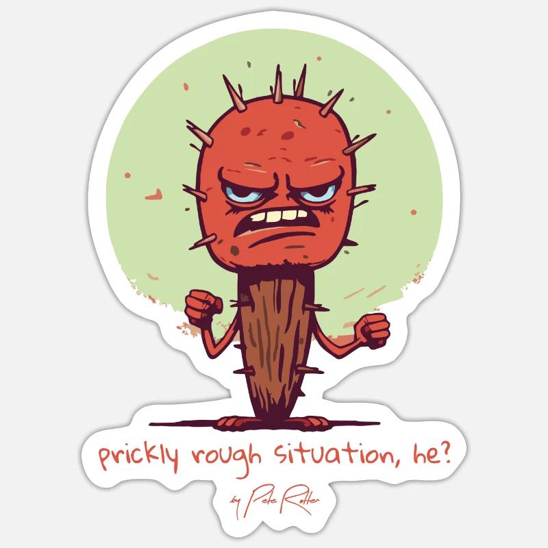 Situation difficile et épicée, un cactus en difficulté Sticker taille S (10 x 10 cm)