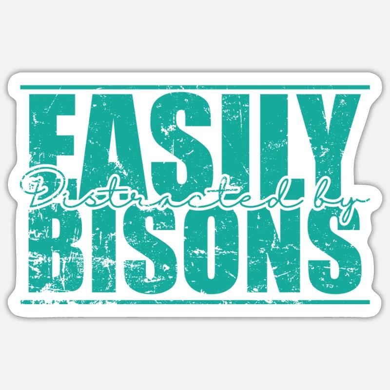 Easily Distracted by Bisons Tier Sticker Größe S (10 x 10 cm)