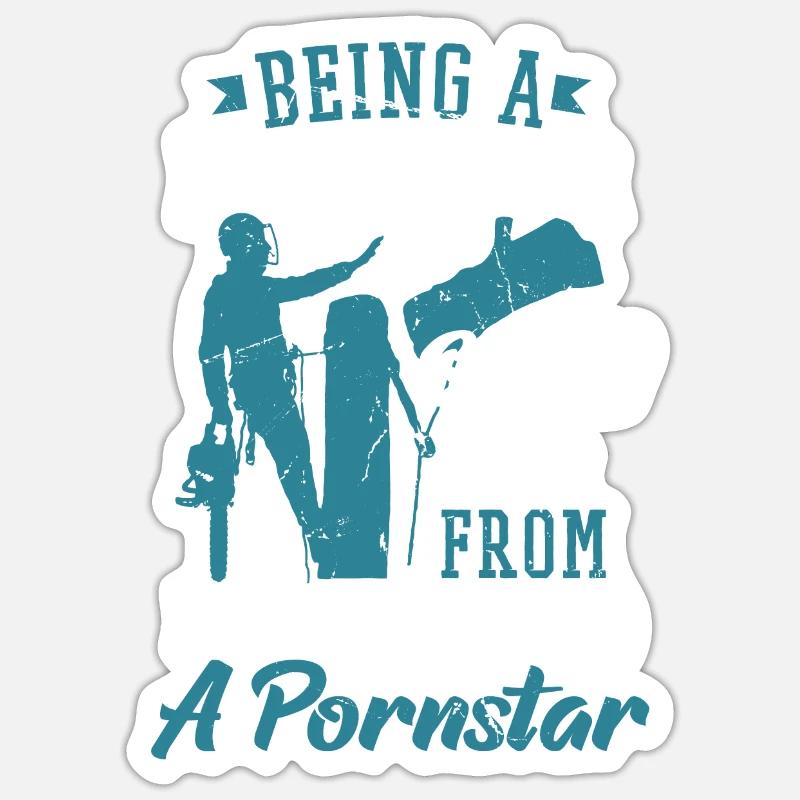Bûcheron tronçonneuse arboriste - Sticker taille S (10 x 10 cm) - blanc mat