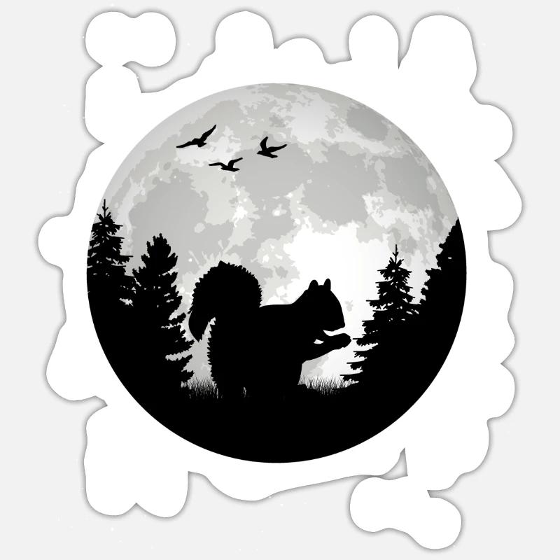 Eichhörnchen Mond - Sticker Größe S (10 x 10 cm) - Mattweiß