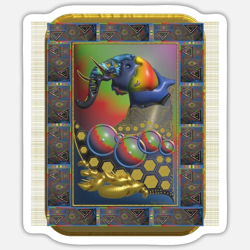 Éléphant Art Cubisme - Sticker taille S (10 x 10 cm) - blanc mat