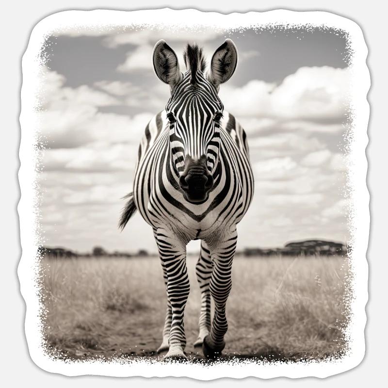 Zebras realistic Zebra - Sticker size S (10 x 10 cm) - white matte
