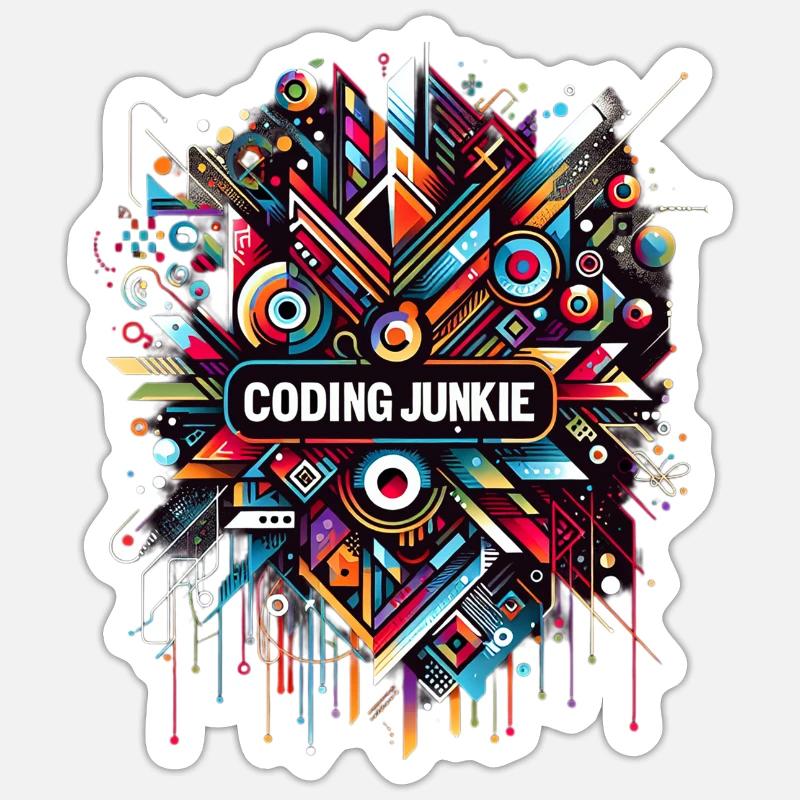 Accro au codage 10 Sticker taille S (10 x 10 cm)