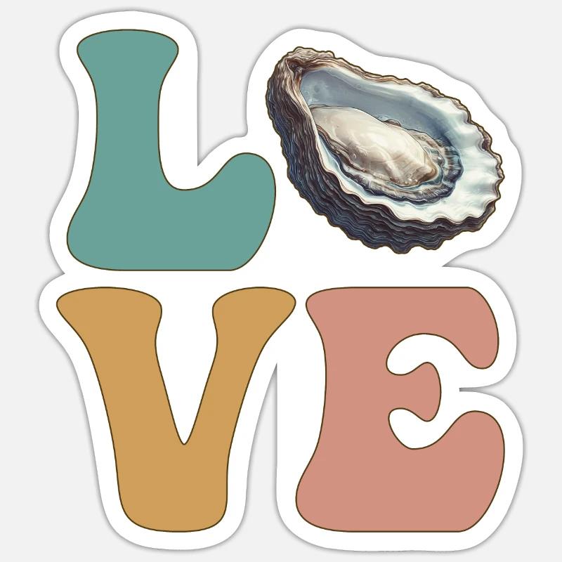 Austernschalen Meeresfrüchte - Sticker Größe S (10 x 10 cm) - Mattweiß