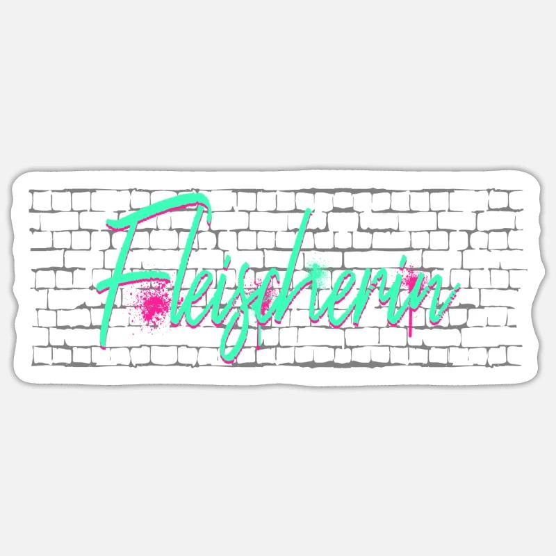 Metzger Abschluss-Geschenk Fleischerin - Sticker Größe S (10 x 10 cm) - Mattweiß