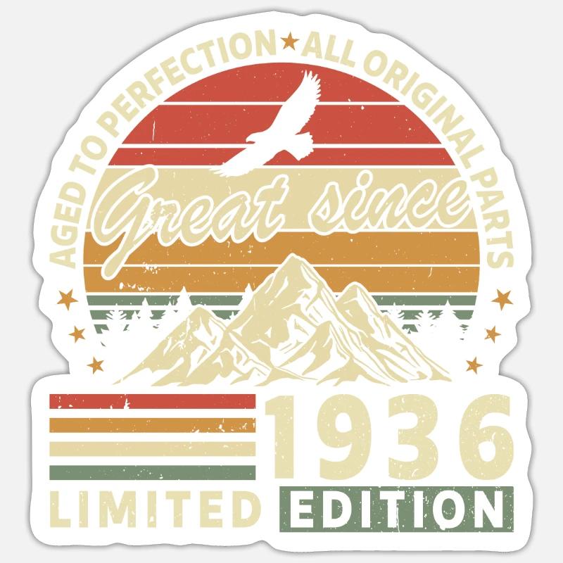 Millésime 1936 - Sticker taille S (10 x 10 cm) - blanc mat