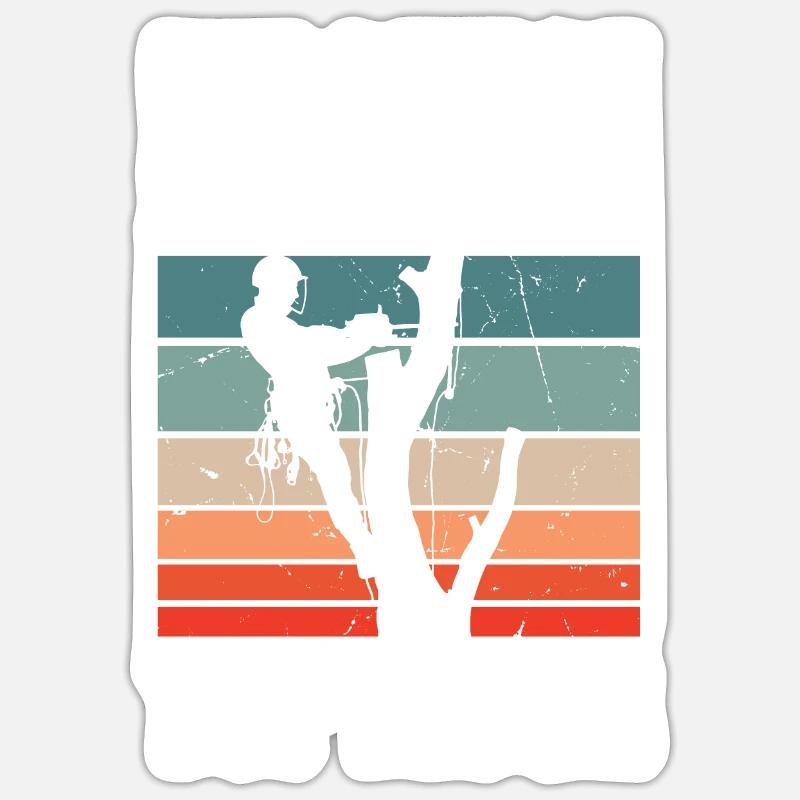 Bûcheron tronçonneuse arboriste - Sticker taille S (10 x 10 cm) - blanc mat