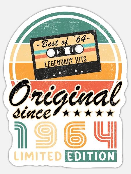 Original 1964 60. Geburtstag Vintage-Geschenk - Sticker Größe S (10 x 10 cm) - Mattweiß