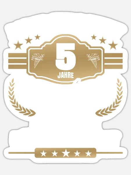 5 Jahre Jubiläum Chef - Sticker Größe S (10 x 10 cm) - Mattweiß