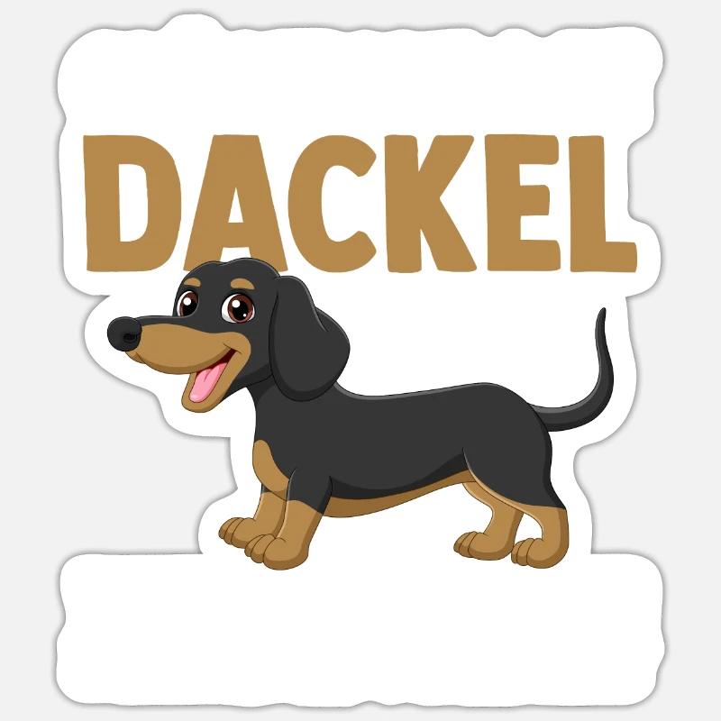 Hund Dachshund Dackel - Sticker Größe S (10 x 10 cm) - Mattweiß