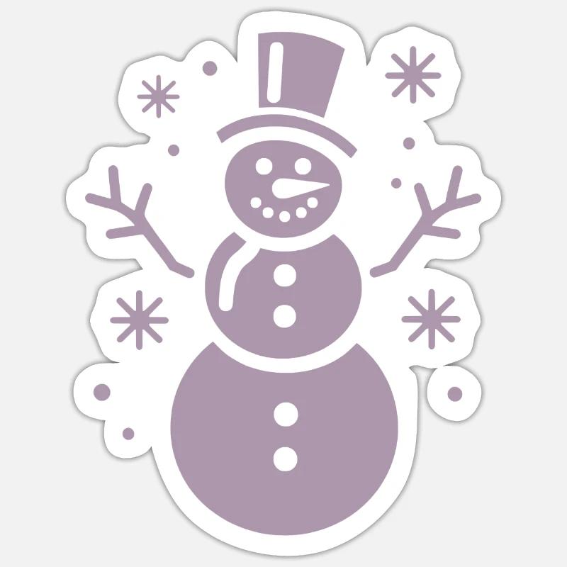 Schneemann Silhouette Minimalistisch - Sticker Größe S (10 x 10 cm) - Mattweiß
