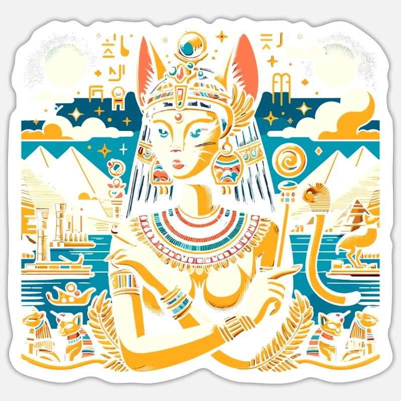 Bastet Déesse égyptienne Égypte Pyramide Égypte Sticker taille S (10 x 10 cm)