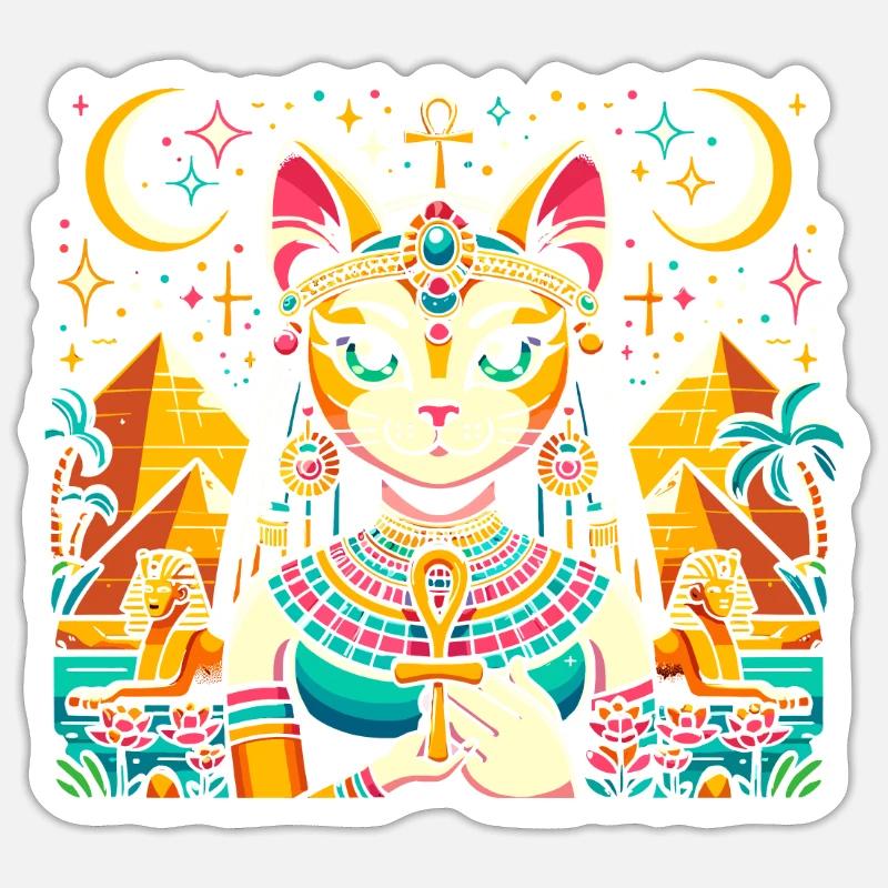 Bastet Déesse égyptienne Égypte Pyramide Égypte Sticker taille S (10 x 10 cm)