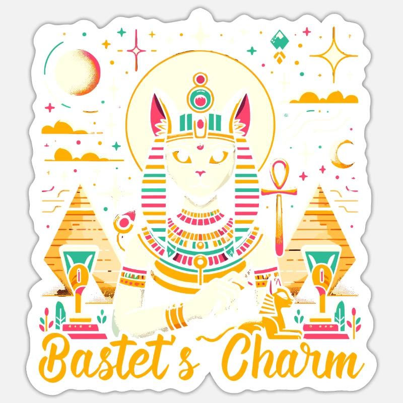 Bastet Déesse égyptienne Égypte Pyramide Égypte Sticker taille S (10 x 10 cm)