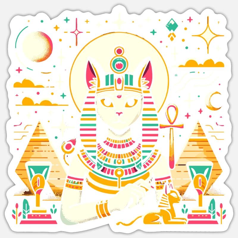 Bastet Déesse égyptienne Égypte Pyramide Égypte Sticker taille S (10 x 10 cm)