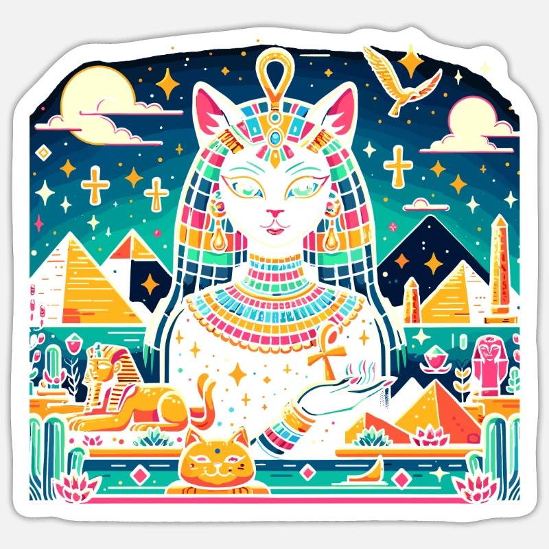 Bastet Déesse égyptienne Égypte Pyramide Égypte Sticker taille S (10 x 10 cm)