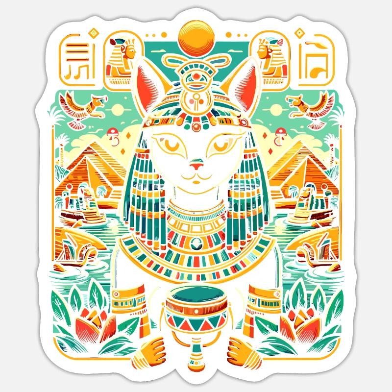 Bastet Déesse égyptienne Égypte Pyramide Égypte Sticker taille S (10 x 10 cm)