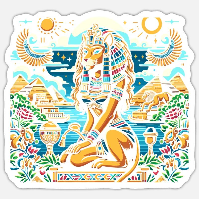 Bastet Déesse égyptienne Égypte Pyramide Égypte Sticker taille S (10 x 10 cm)