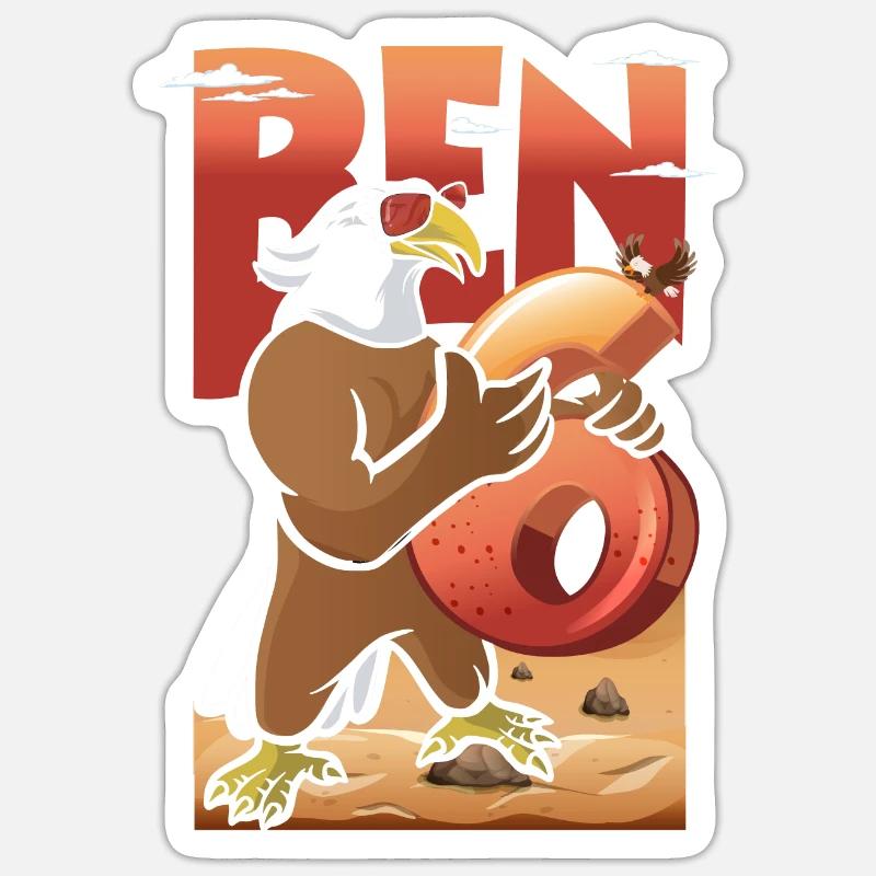 Bald eagle design for sixth birthday Sticker size S (10 x 10 cm)