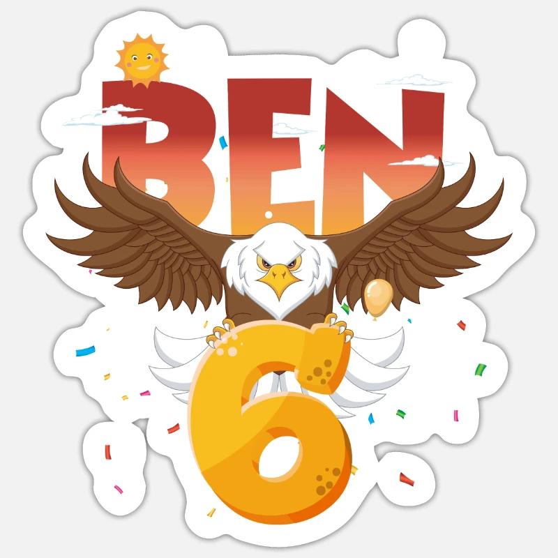 Bald eagle design for sixth birthday Sticker size S (10 x 10 cm)