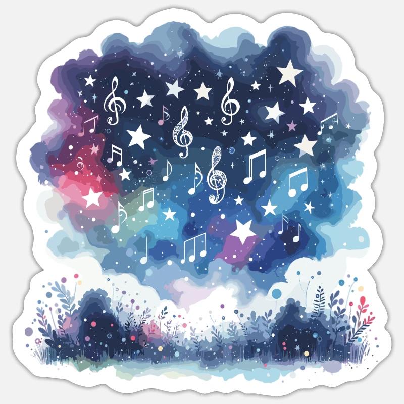 Ciel étoilé avec des formes de notes Sticker taille S (10 x 10 cm)