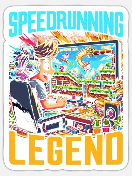 Speedrunning Videospieler Gamer Gaming - Sticker Größe S (10 x 10 cm) - Mattweiß