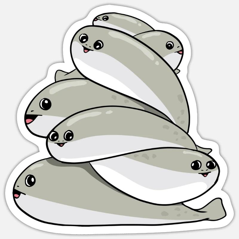 Sacabambaspis tas de poissons Meme - Sticker taille S (10 x 10 cm) - blanc mat