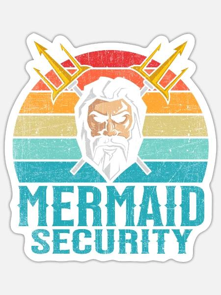 Mermaid Security Merman Kostüm Meerjungfrau Sicher - Sticker Größe S (10 x 10 cm) - Mattweiß