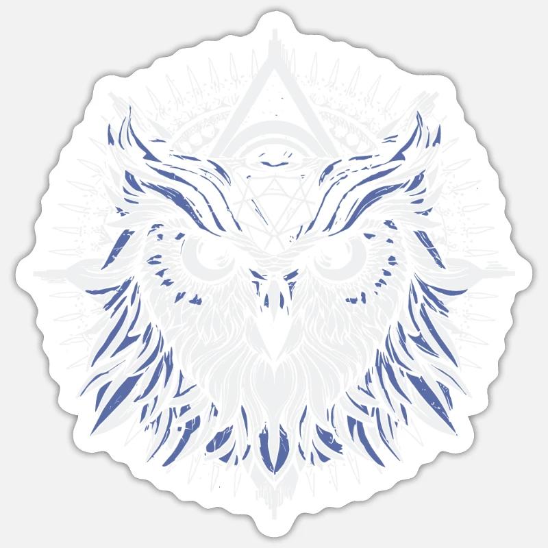 Hibou abstrait - Sticker taille S (10 x 10 cm) - blanc mat