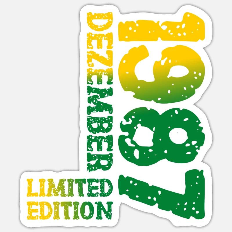1987 Dezember Limited Edition 36. Geburtstag Deko Sticker Größe S (10 x 10 cm)