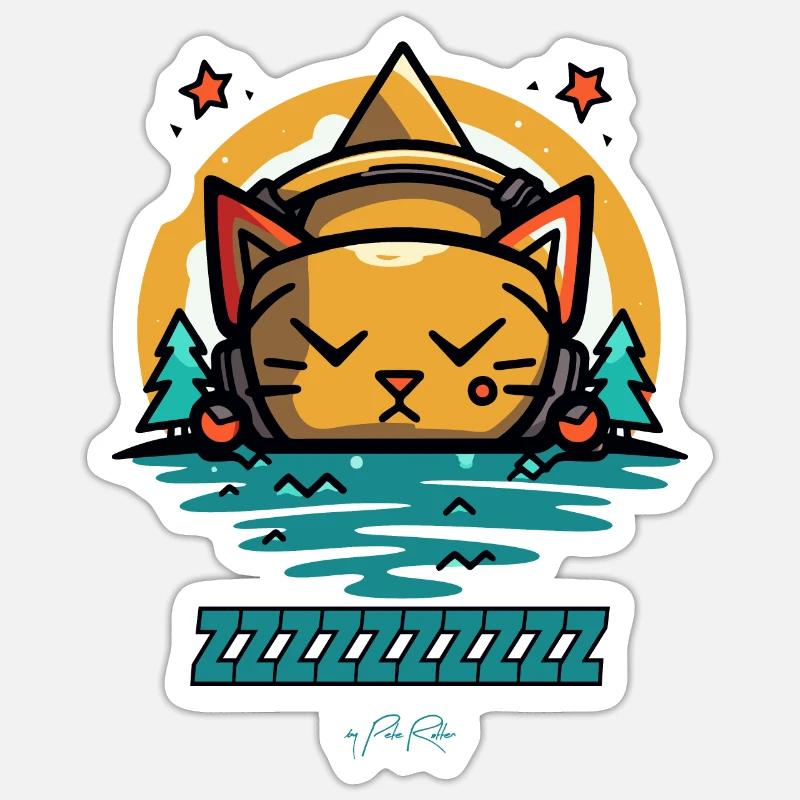 The Sleeping Cat - Sticker size S (10 x 10 cm) - white matte