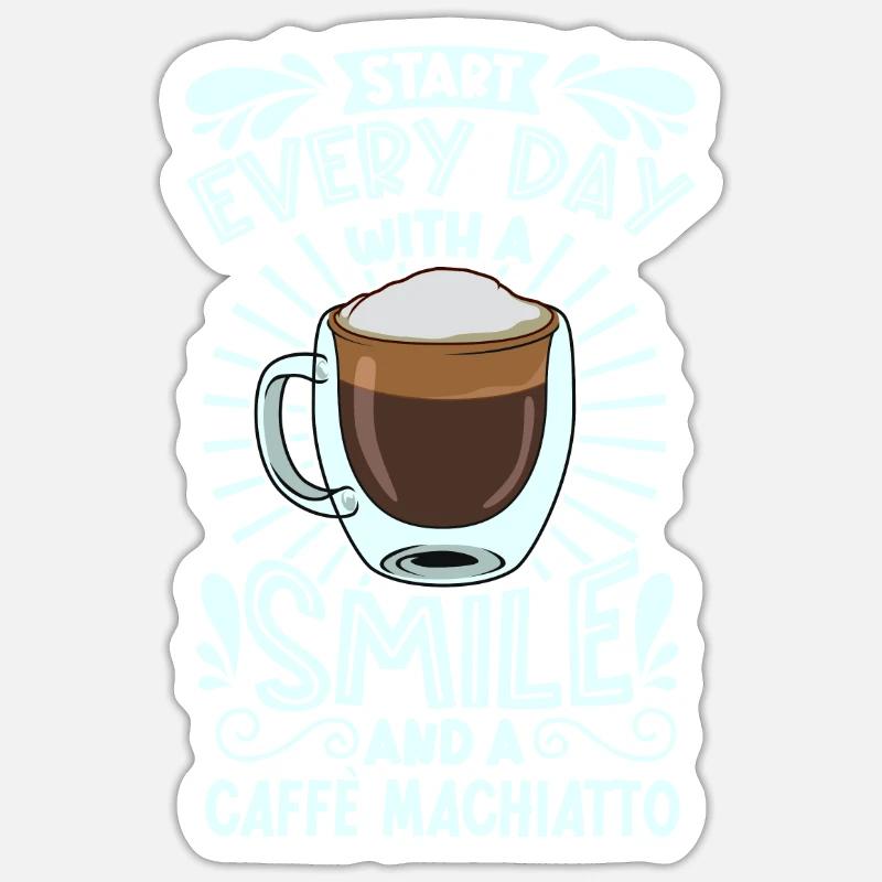 Souriez avec le caffè macchiato Sticker taille S (10 x 10 cm)