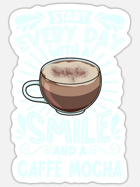 Lächeln mit Caffè mocha - Sticker Größe S (10 x 10 cm) - Mattweiß