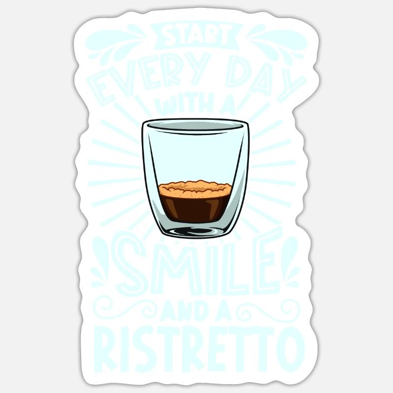 Souriez avec Ristretto - Sticker taille S (10 x 10 cm) - blanc mat