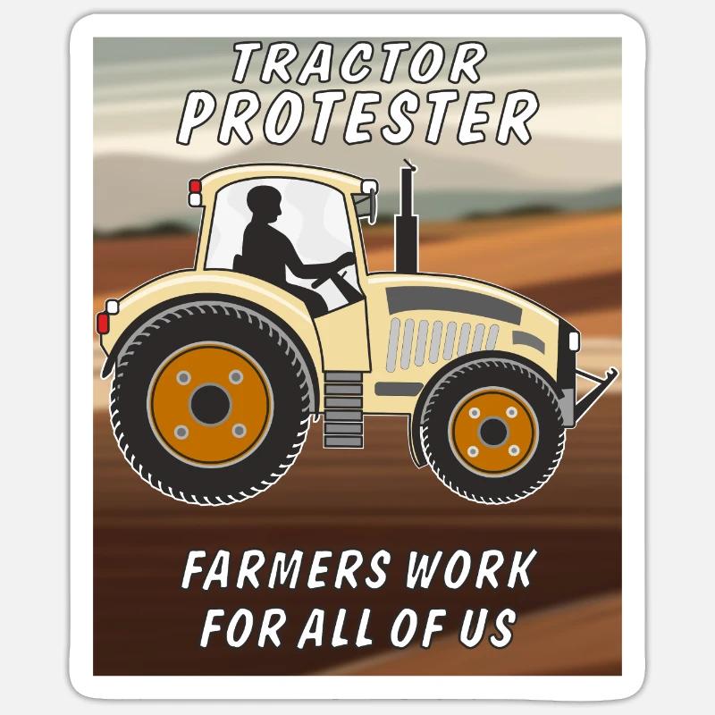 TRACTOR PROTESTER - Sticker size S (10 x 10 cm) - white matte