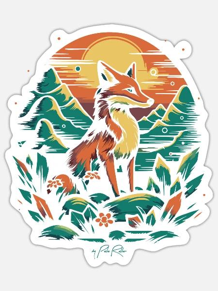 Ein Fuchs auf dem Feld - Sticker Größe S (10 x 10 cm) - Mattweiß