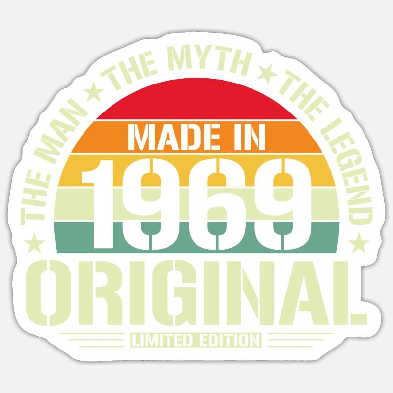 Millésime 1969 Anniversaire - Sticker taille S (10 x 10 cm) - blanc mat