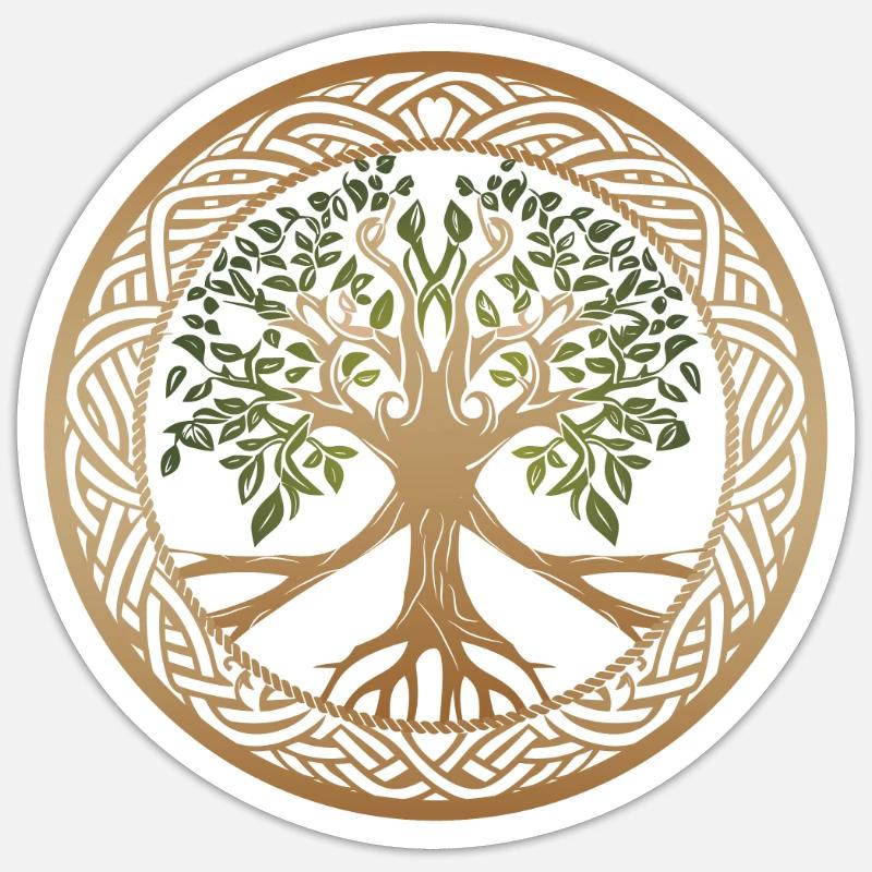 Baum des Lebens Lebensbaum Wikinger - Sticker Größe S (10 x 10 cm) - Mattweiß