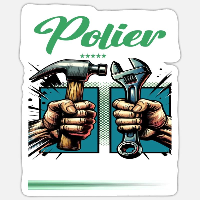 Polier Beruf mit lustigen Spruch - Sticker Größe S (10 x 10 cm) - Mattweiß