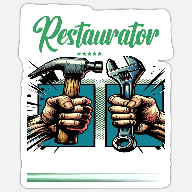 Restaurator Beruf mit lustigen Spruch - Sticker Größe S (10 x 10 cm) - Mattweiß