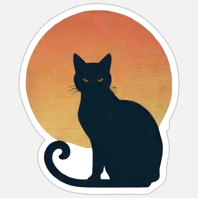 Cat shadow in sunset - Sticker size S (10 x 10 cm) - white matte