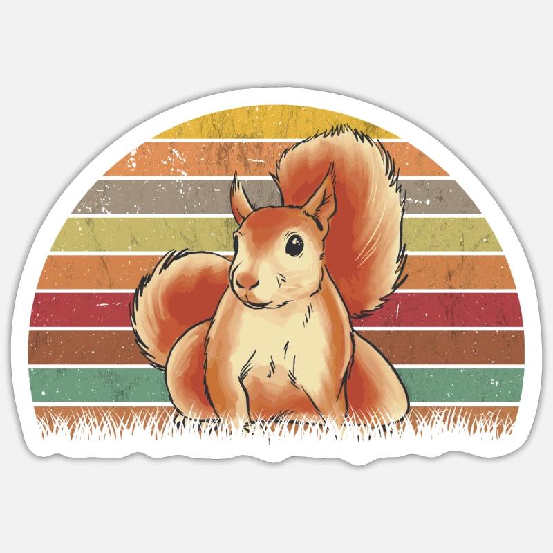 Eichhörnchen Écureuil rétro Sticker taille S (10 x 10 cm)