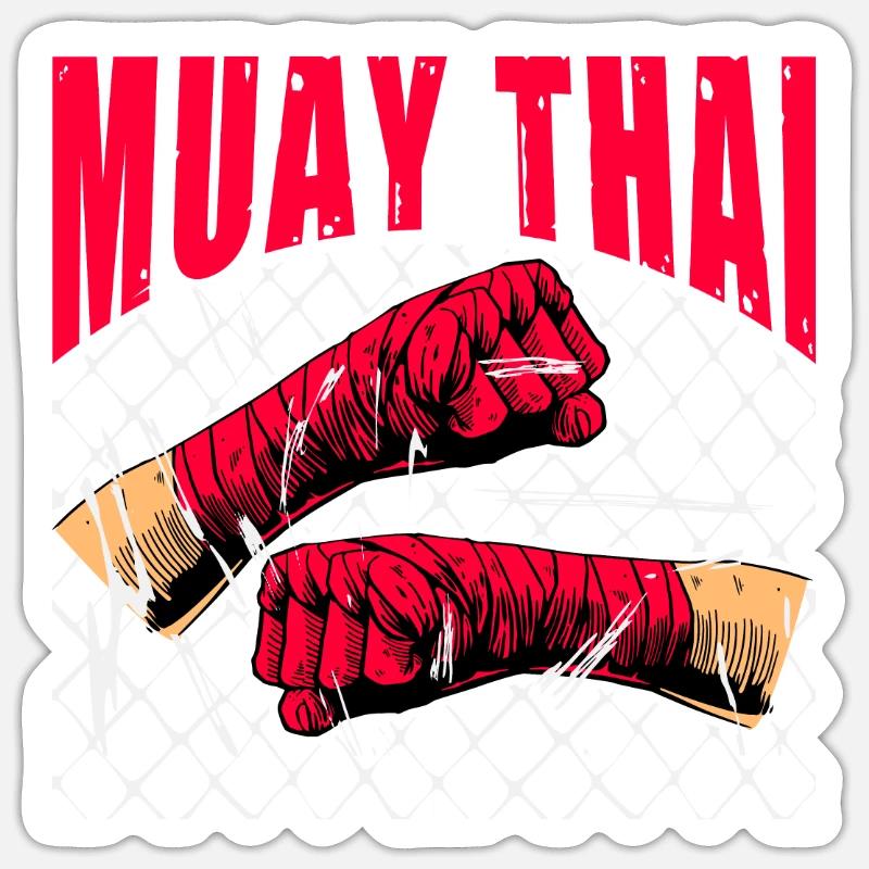 Muay Thaï - Sticker taille S (10 x 10 cm) - blanc mat