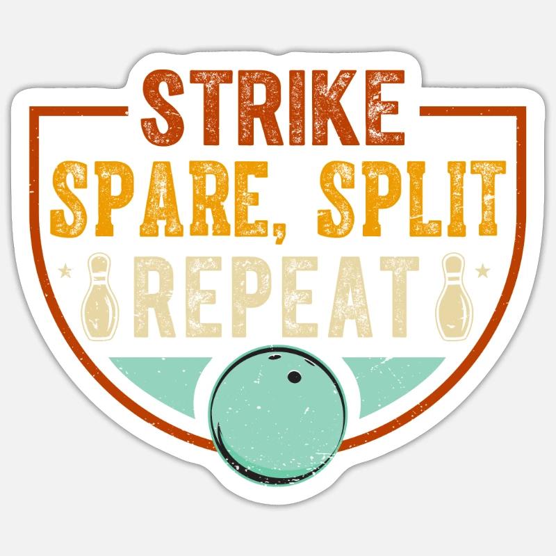 Toupie de bowling - Strike Spare Split Repeat Sticker taille S (10 x 10 cm)