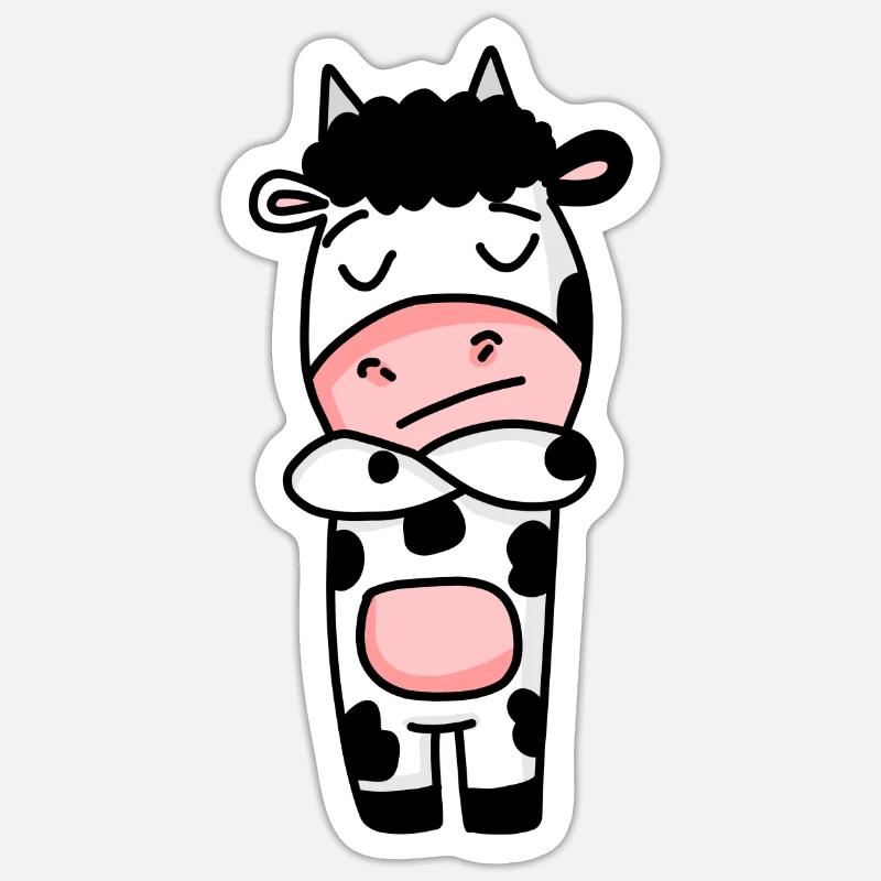 La vache est ennuyée - Sticker taille S (10 x 10 cm) - blanc mat