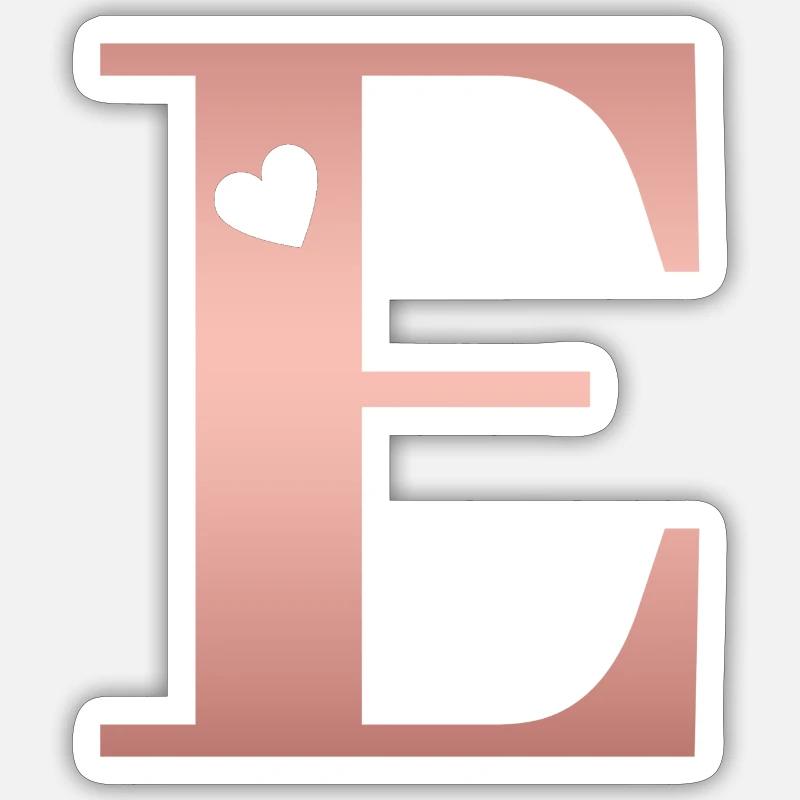 Letter E Rose Gold - Sticker size S (10 x 10 cm) - white matte