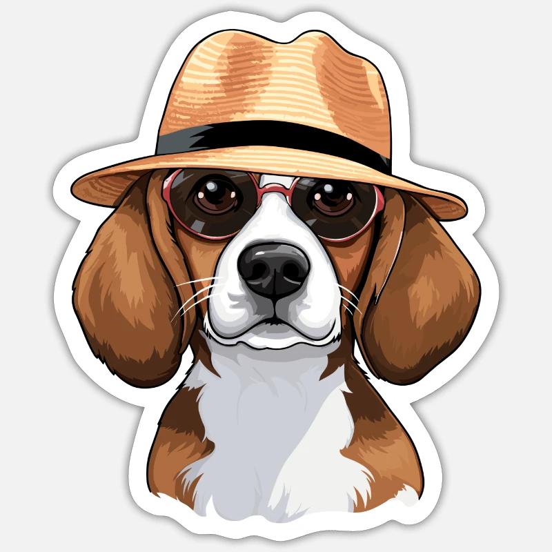 cavalier king charles, beagle, chien - Sticker taille S (10 x 10 cm) - blanc mat