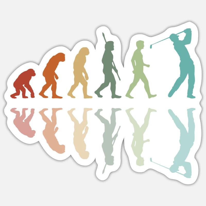 Golf Evolution - Golfer Evolution - Sticker Größe S (10 x 10 cm) - Mattweiß