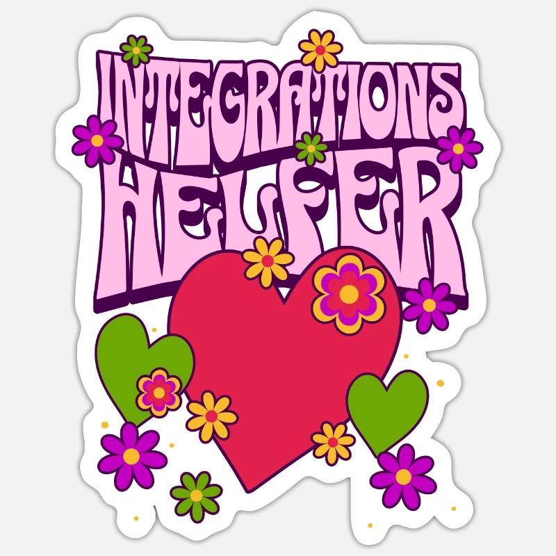 Integrationshelfer I-Helfer Schule KiTa Herz - Sticker Größe S (10 x 10 cm) - Mattweiß